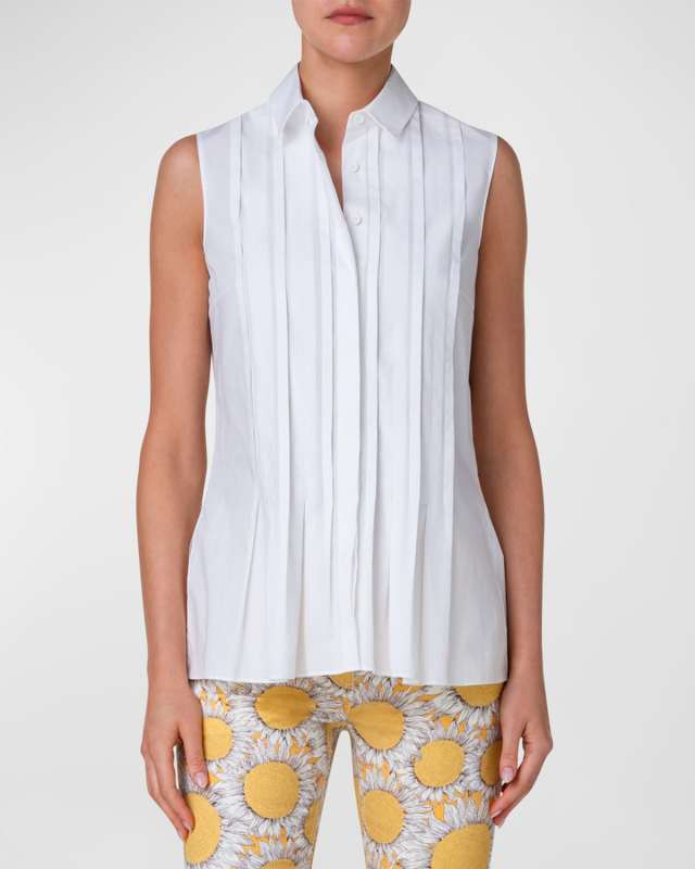 Pleated Cotton Popeline Blouse